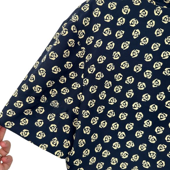 Le Suit Floral Print Pleat Maxi Skirt Set Size 8 Navy & Cream Vintage 1980s - Picture 10 of 11